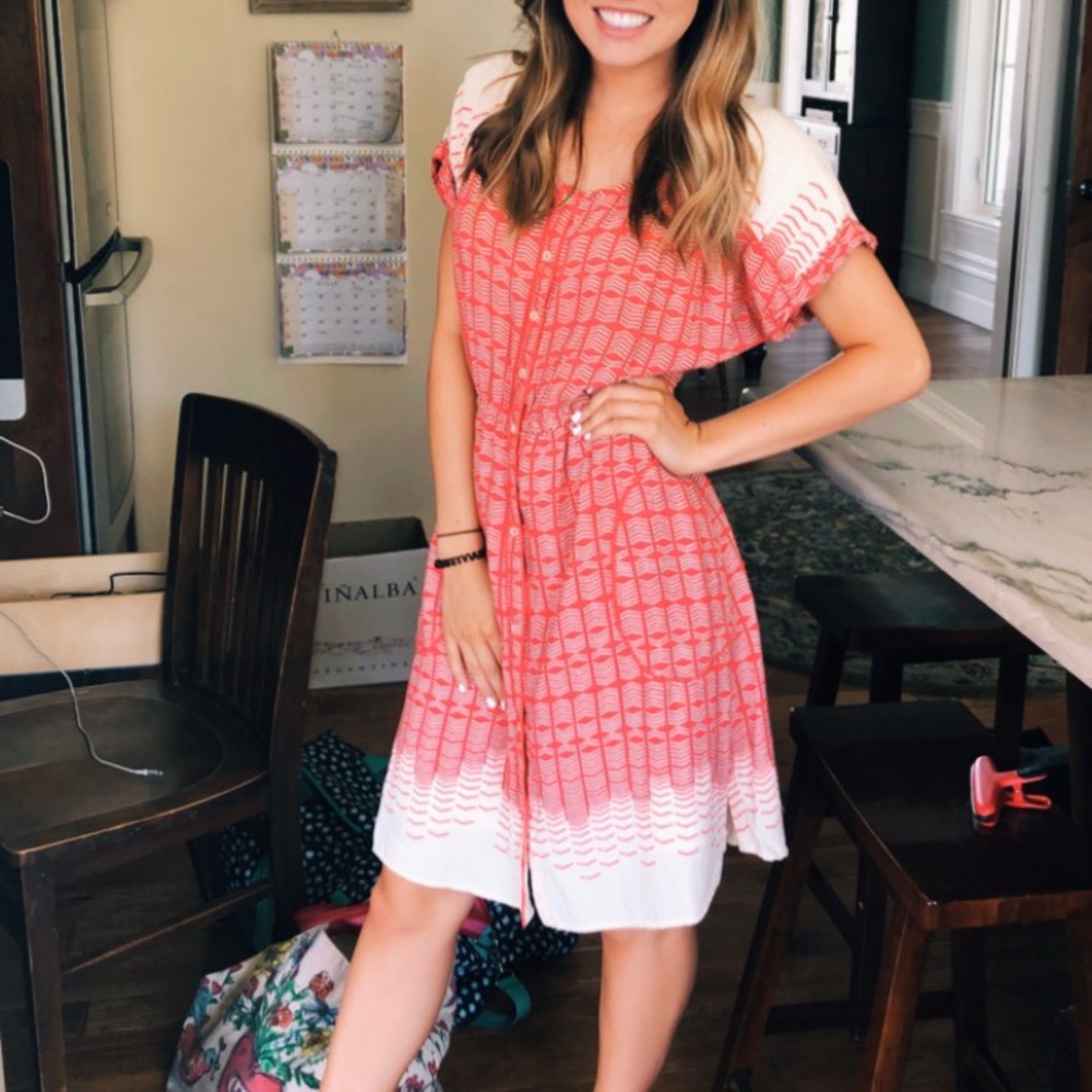 Casually elegant bright coral dress